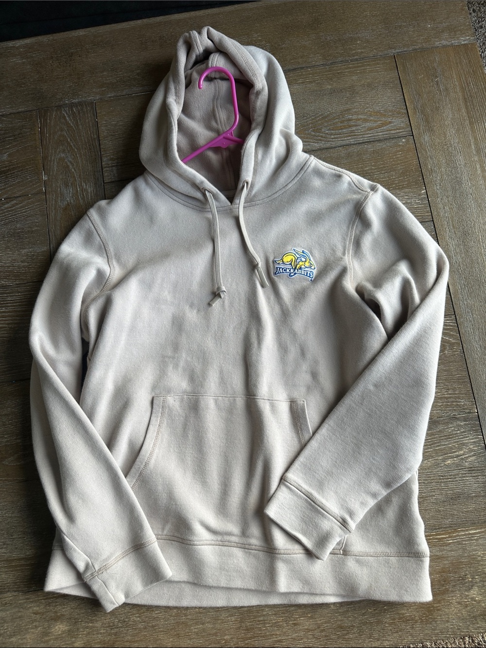 Antigua Beige Hooded Sweatshirt with Jackrabbits Logo